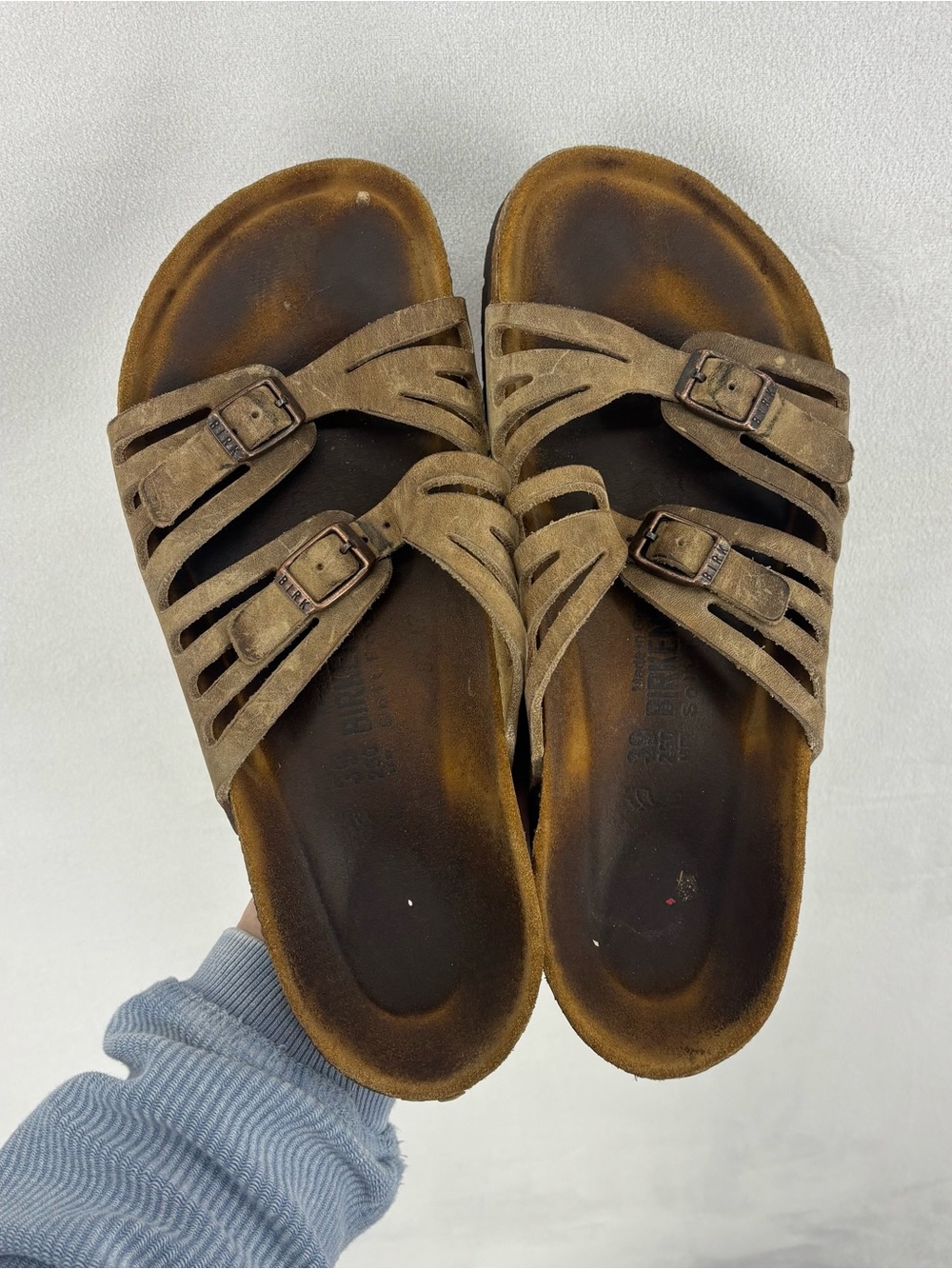 Birkenstock Brown Suede Strappy Slide Sandals Women’s Size 39 Boho Comfort 8.5